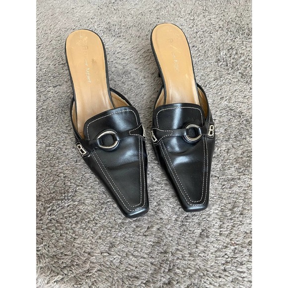 Black square toe mules with low heel - Picture 6 of 10
